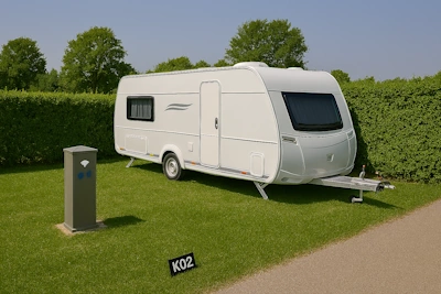 Komfort-Stellplatz K02 - Komfort-Stellplatz mit eigenem Wasser- und Abwasseranschluss, zweite Reihe